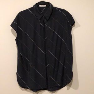 MM LaFleur Navy Stripe Blouse